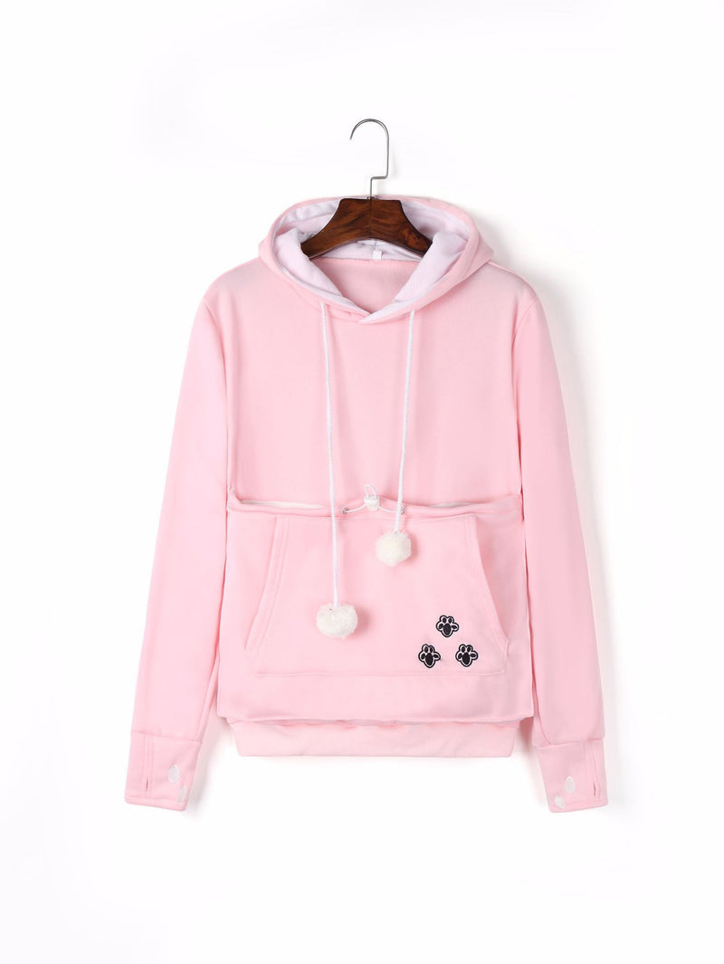 Cute Hoodies Pullover Sweatshirts With Pet Pocket For Cat Clothes Winter Women