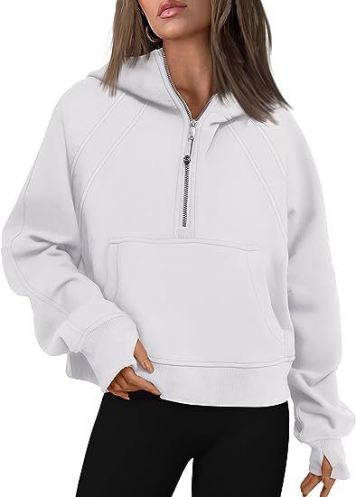 Zipper Hoodies Sweatshirts With Pocket Loose Sport Tops Long Sleeve Pullover Sweaters Winter Fall Outfits Women Clothing