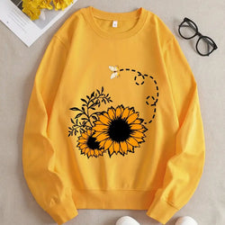 Letter Fleece Printed Casual Long Sleeved Sweatshirt