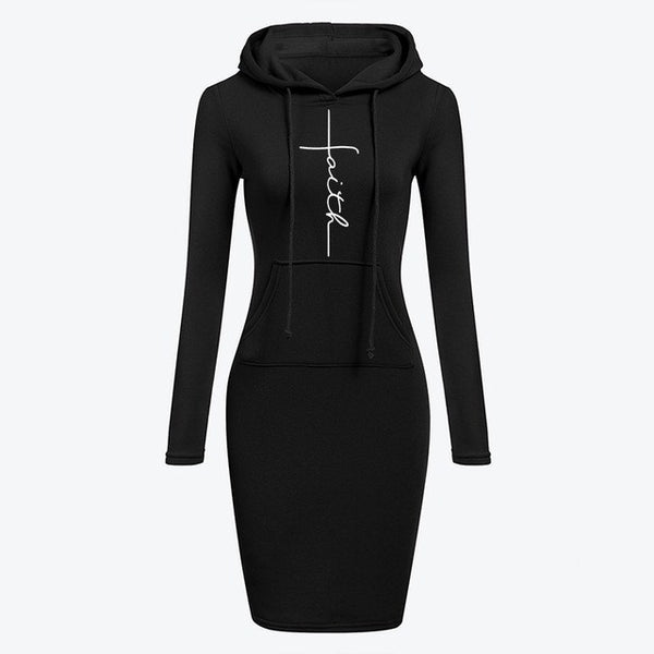 Autumn Winter Women Hoodies Sweatshirts Long-sleeved Dress