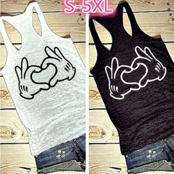 Cute Two-handed Love Printed Vest Women Sleeveless T-shirt