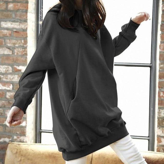 Women Casual Solid Sweatshirts Plus Size Tops Autumn