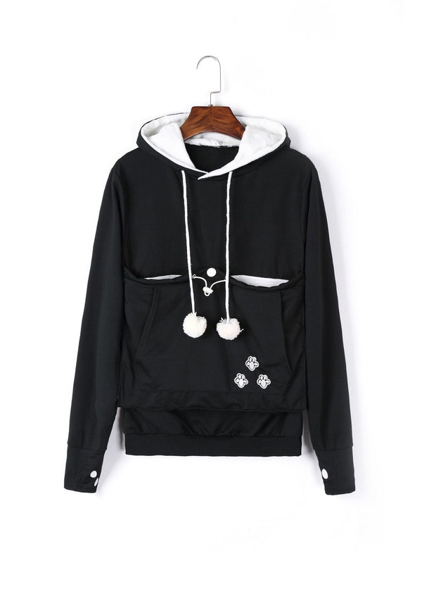 Cute Hoodies Pullover Sweatshirts With Pet Pocket For Cat Clothes Winter Women