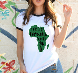 Africa Map Graphic T Shirt for Women  ，Printed T-shirt