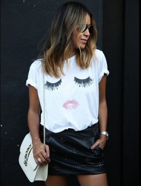 Women T shirt Kiss Lips