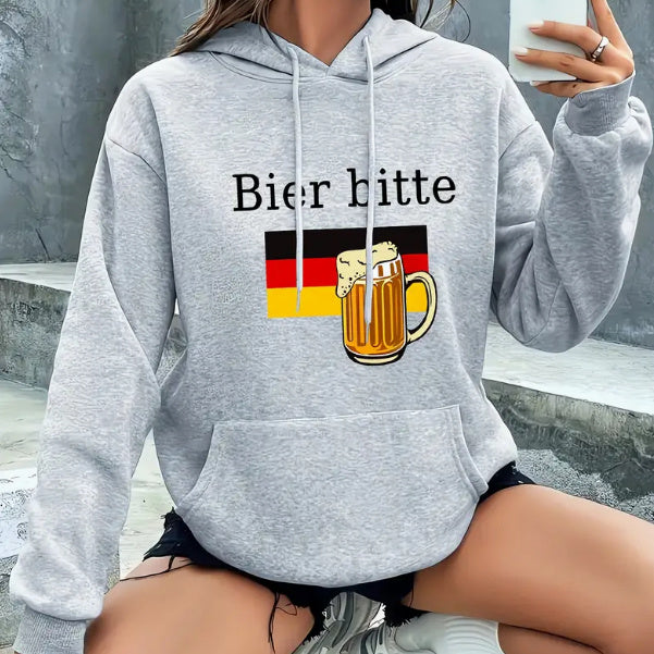 Printed European And American Fleece Hooded Sweatshirt