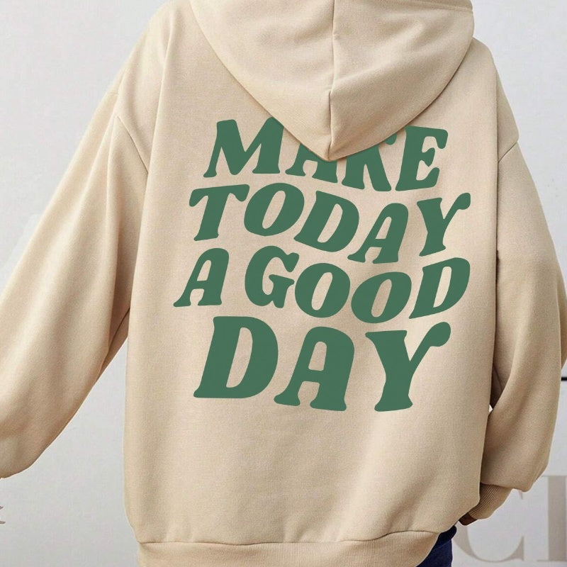 Double-Sided Printed European And American Hooded Plain Letter Sweater