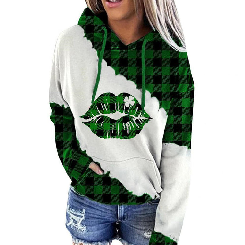 Women Sweatshirts Lucky Grass Print Streetwear Sweatshirts Hoodie Pullover Loose Casual Hooded Tops Clothes