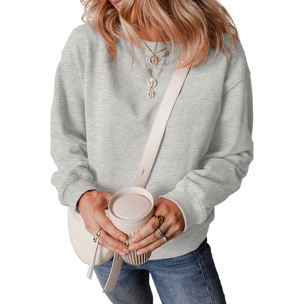 New Pure Color Minimal Versatile Pullover Sweater For Women