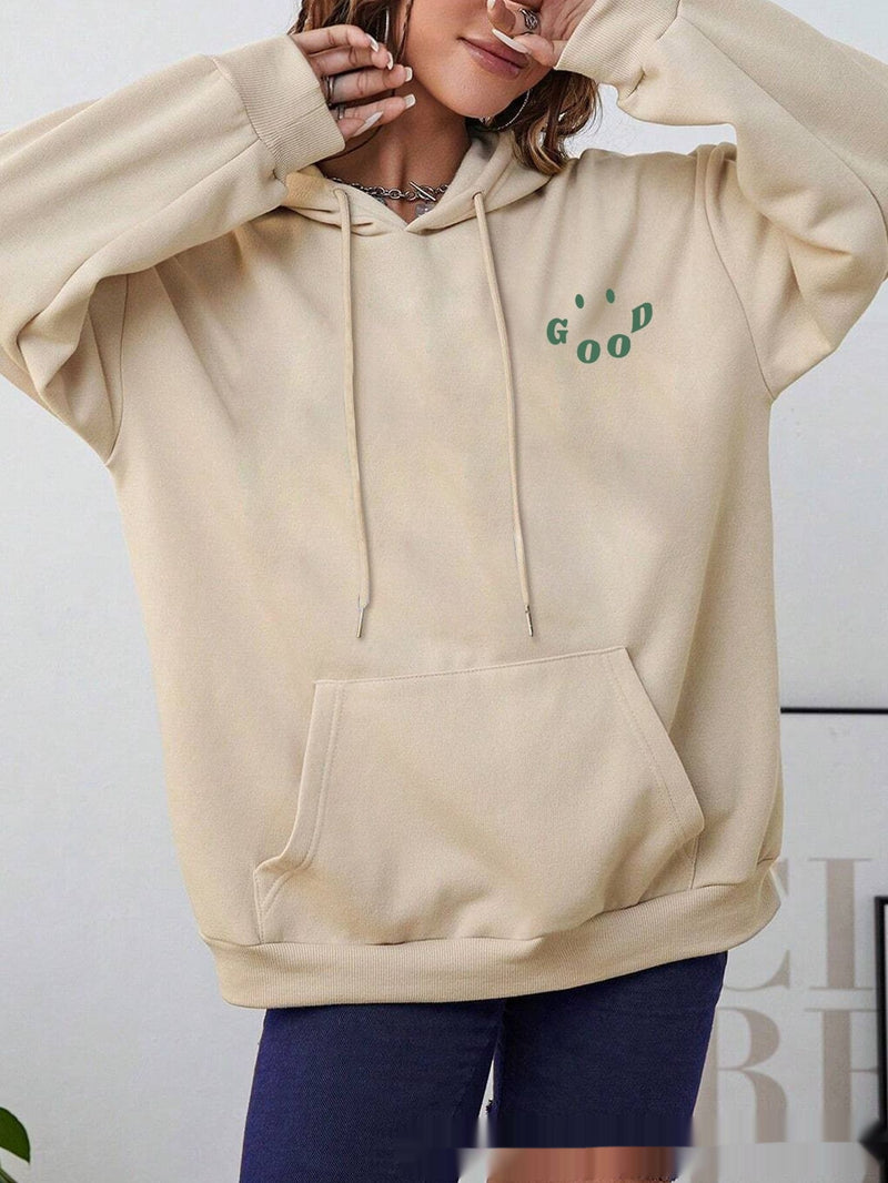 Double-Sided Printed European And American Hooded Plain Letter Sweater