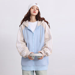 Autumn New Contrast Color Stripe Cardigan Baggy Coat