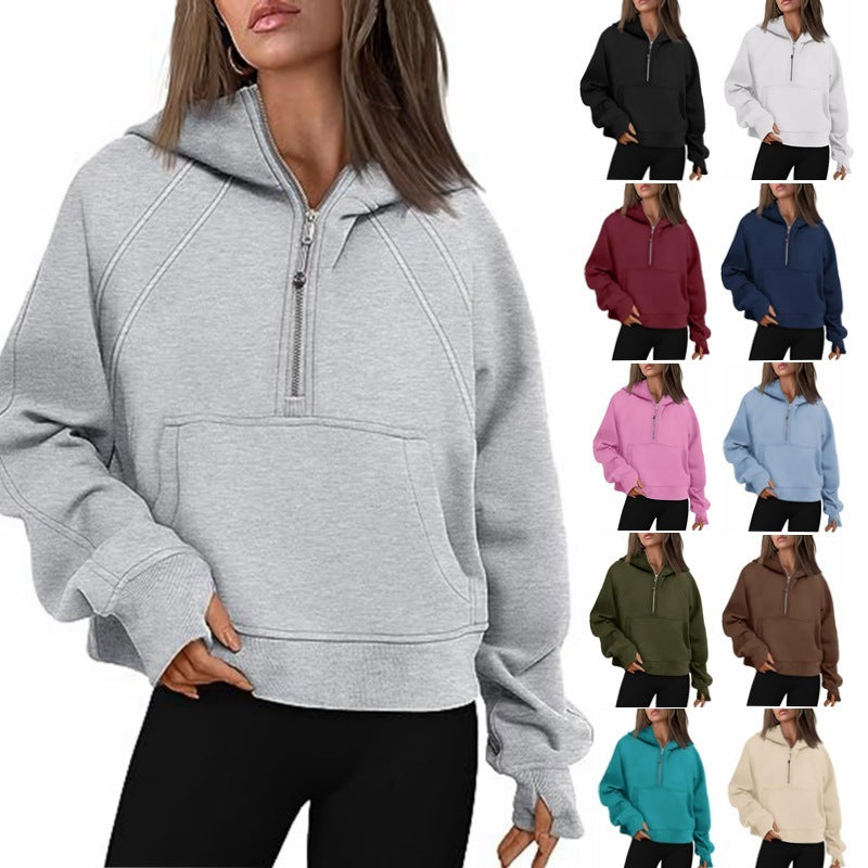 Zipper Hoodies Sweatshirts With Pocket Loose Sport Tops Long Sleeve Pullover Sweaters Winter Fall Outfits Women Clothing