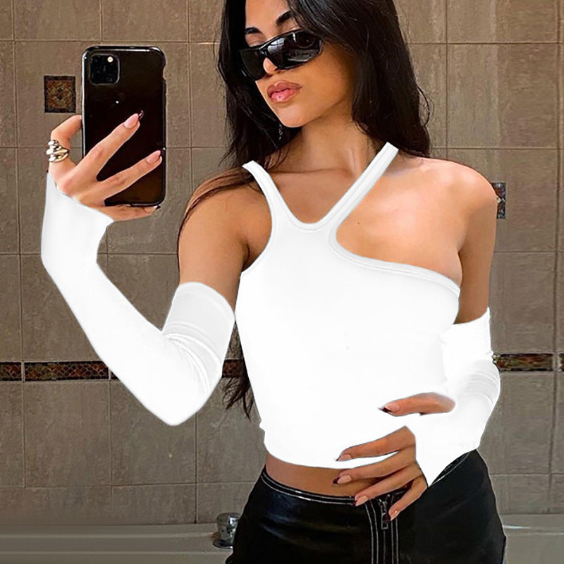 New Fall Women's Clothing Fashion Irregular Split Oversleeves Slim T-shirt Women