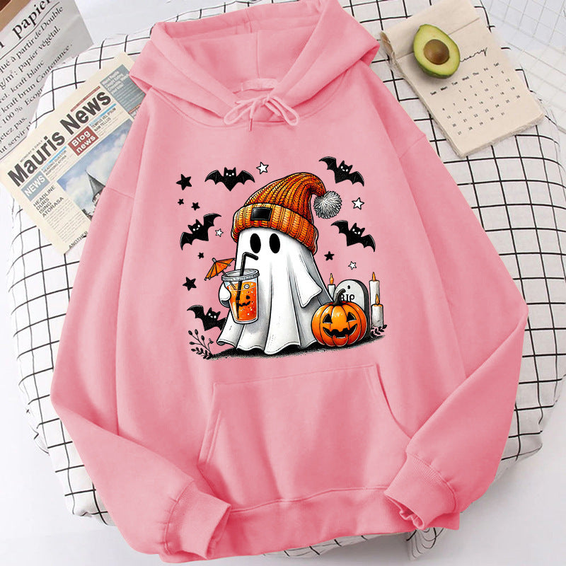 Halloween Ghost Pumpkin Bat Hoodies For Women Fashion Hooded